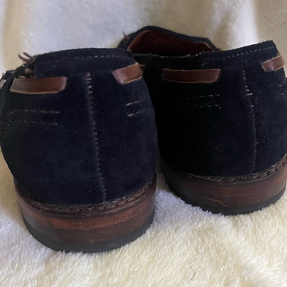 RARE MODEL | ALLEN EDMONDS 11E NAVY BLUE SUEDE ACHESON TASSEL LOAFER DRESS SHOES - Picture 6 of 13